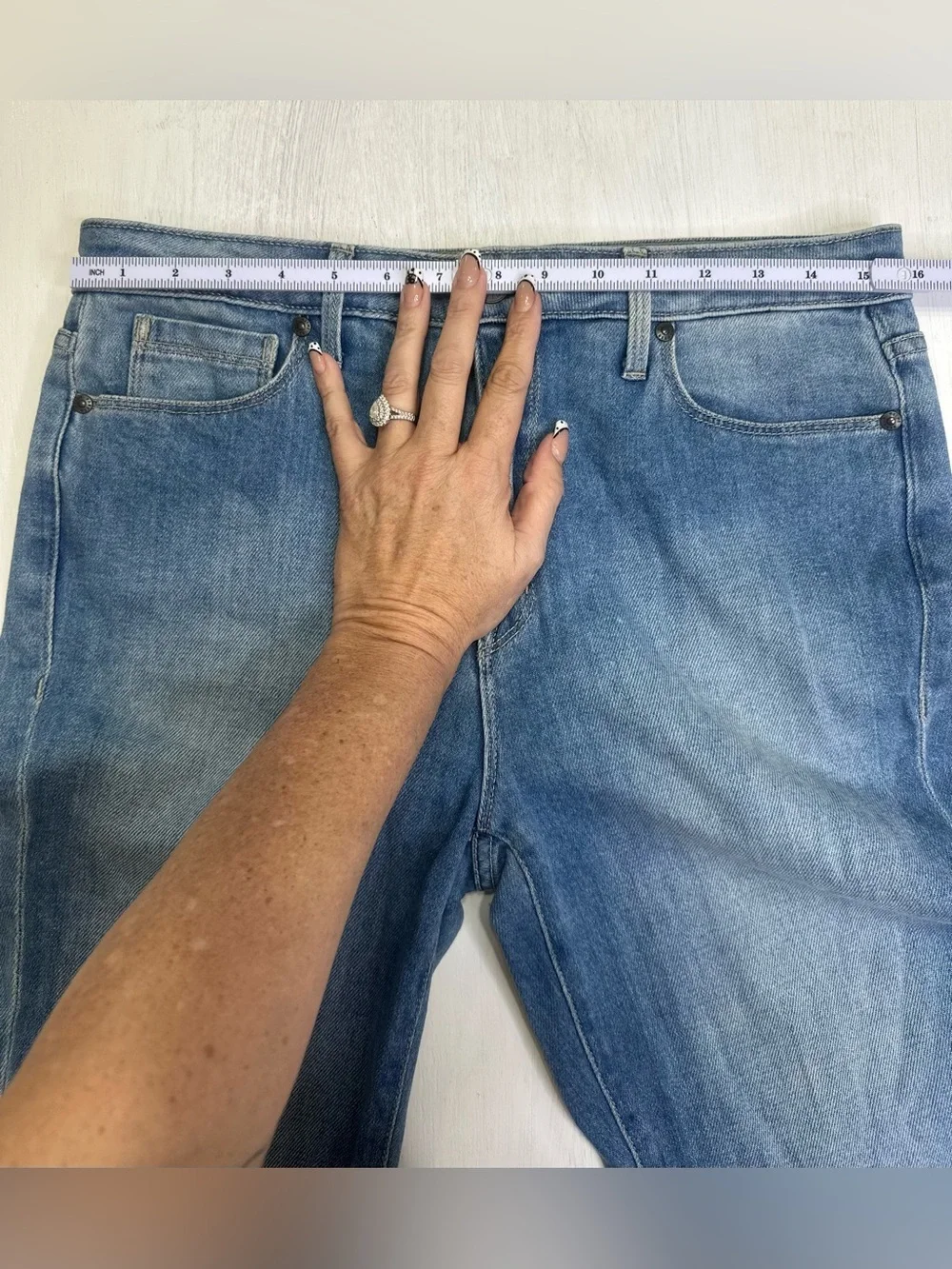 Parker Smith Flare Jeans Womens 30 Blue Raw Hem Stretch USA Denim - Picture 4 of 12